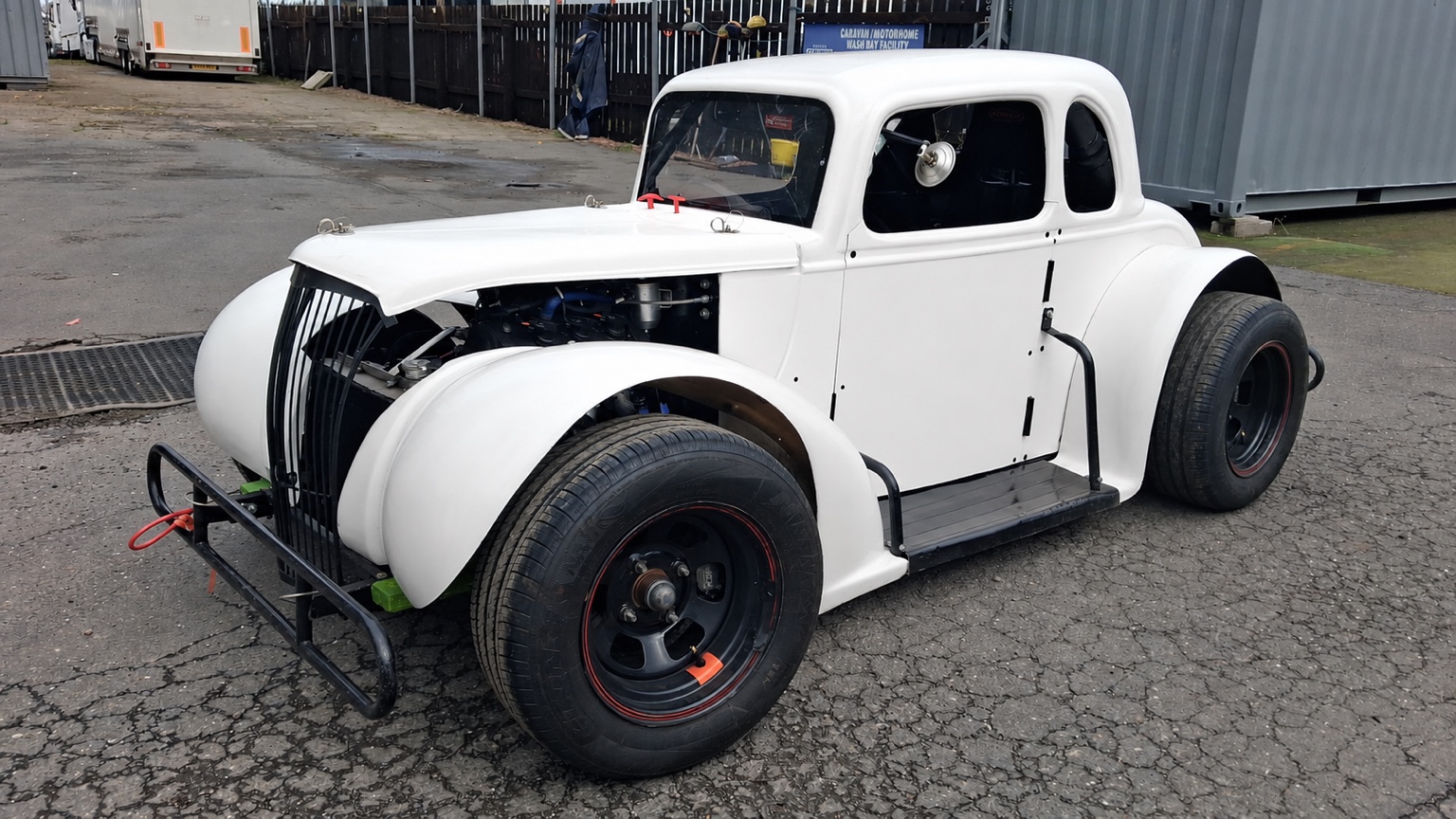 Steven’s white Legends race car